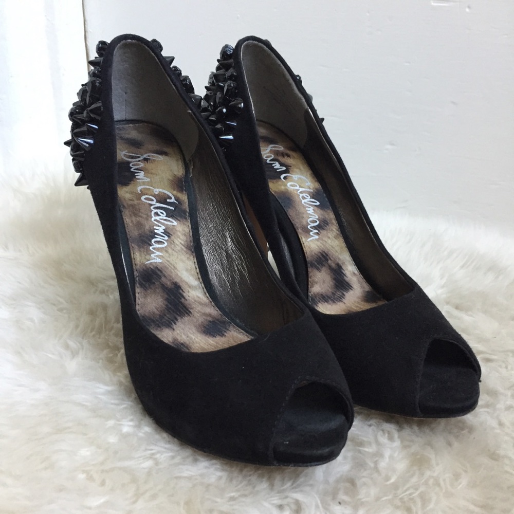 Sam Edelman Lorissa Black Suede Spiked Heels - Picture 3 of 7